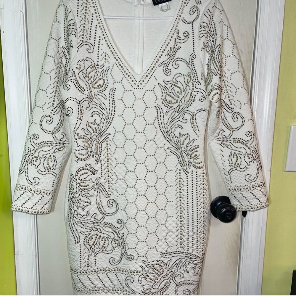 VENUS White Long Sleeve Bodycon Dress
